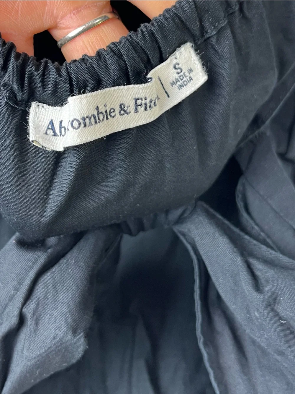 Abercrombie & Fitch Bow Back Poplin Tiered Maxi Dress Black Size S